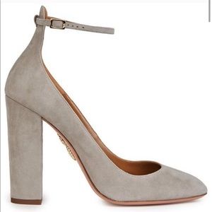Aquazzura Grey Suede Alix Ankle Strap Pump 35